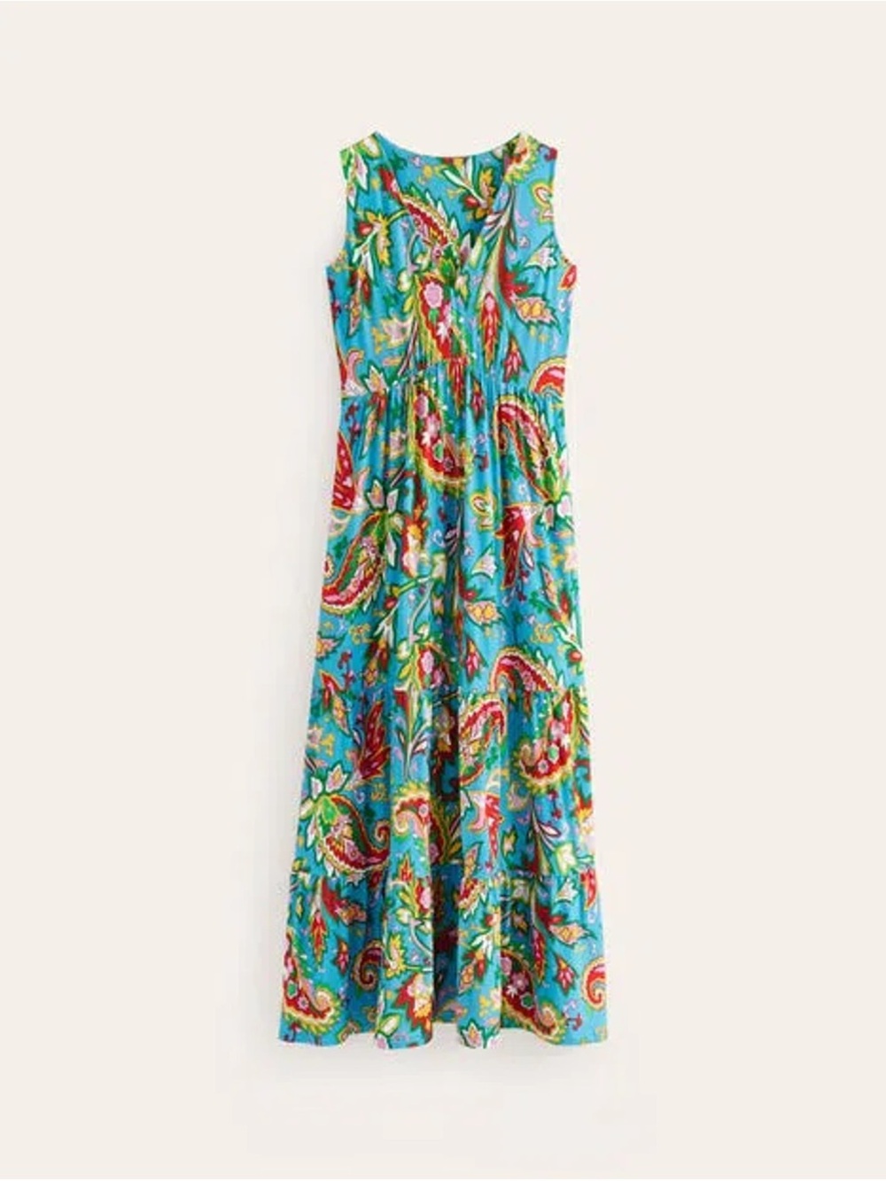 Boden Sylvia tiered Maxi Dress in vivid blue paisley